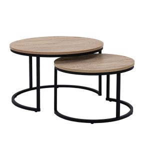 Liberta MINO Σετ των 2 Coffee Table Sonoma Decape Μαύρο Φ74x47cm 04-0352