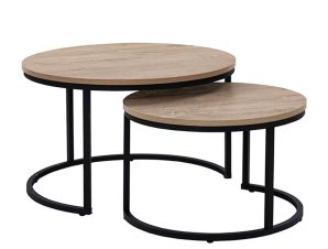 Liberta MINO Σετ των 2 Coffee Table Sonoma Decape Μαύρο Φ74x47cm 04-0352