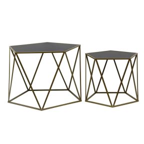 Liberta DIAMOND Σετ των 2 Coffee Table Μαύρο/Χρυσό 61.5×64.5x45cm 04-0365