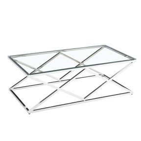 Liberta CONOR Coffee Table Ασημί/Διάφανο 120x60x45cm 04-0415