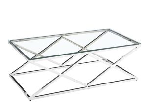 Liberta CONOR Coffee Table Ασημί/Διάφανο 120x60x45cm 04-0415