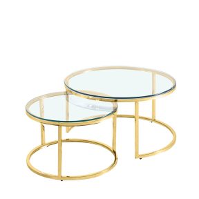 Liberta LUSACA Coffee Table Χρυσό/Διάφανο Φ80x43cm 04-0533