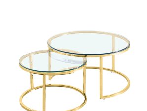 Liberta LUSACA Coffee Table Χρυσό/Διάφανο Φ80x43cm 04-0533