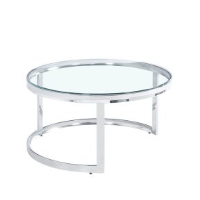 Liberta LOUXOR Coffee Table Ασημί/Διάφανο Φ80x43cm 04-0534