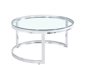 Liberta LOUXOR Coffee Table Ασημί/Διάφανο Φ80x43cm 04-0534