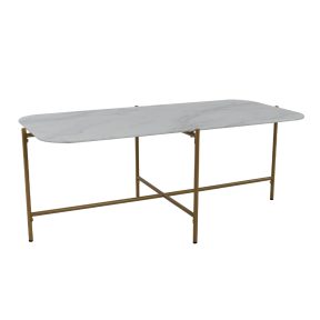 Liberta GLAM Coffee Table Λευκό με όψη Μαρμάρου/Χρυσό 113x58x43cm 04-0535