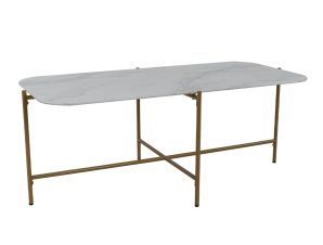 Liberta GLAM Coffee Table Λευκό με όψη Μαρμάρου/Χρυσό 113x58x43cm 04-0535