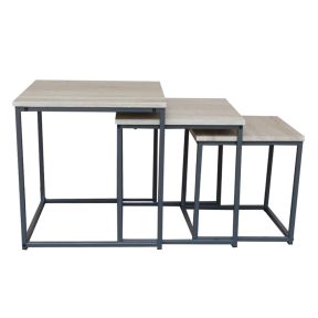 Liberta PLEGMA Σετ των 3 Coffee Table Sonoma/Μαύρο 48x48x50cm 04-0575