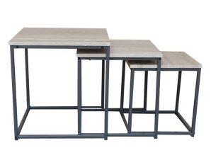 Liberta PLEGMA Σετ των 3 Coffee Table Sonoma/Μαύρο 48x48x50cm 04-0575