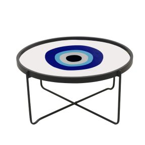 Liberta BLUE EYES Coffee Table Πολύχρωμο με Pattern/Λευκό Φ75×37.5cm 04-0648