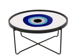 Liberta BLUE EYES Coffee Table Πολύχρωμο με Pattern/Λευκό Φ75×37.5cm 04-0648