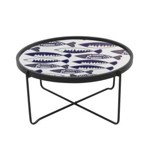 Liberta FISHY Coffee Table Πολύχρωμο με Pattern/Λευκό Φ75×37.5cm 04-0649