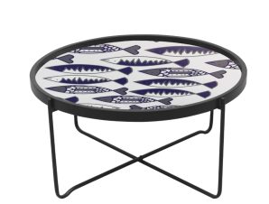 Liberta FISHY Coffee Table Πολύχρωμο με Pattern/Λευκό Φ75×37.5cm 04-0649