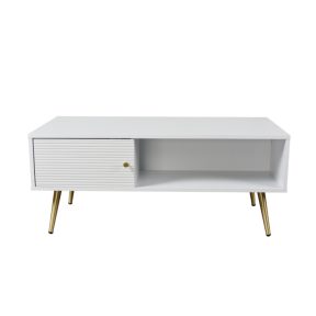 Liberta ZIZEL Coffee Table Λευκό με Pattern Χρυσό 100x50x42cm 04-0658