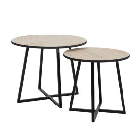 Liberta CRUZ Σετ των 2 Side Table Φυσικό/Μαύρο Φ50x40cm 04-0666