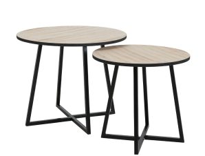 Liberta CRUZ Σετ των 2 Side Table Φυσικό/Μαύρο Φ50x40cm 04-0666