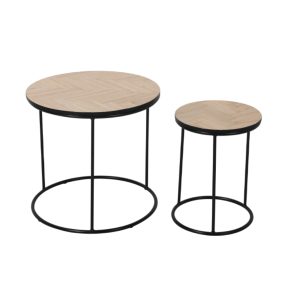 Liberta PARKE Σετ των 2 Coffee Table Μαύρο/Φυσικό Φ48x45cm 04-0691