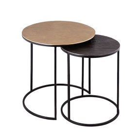 Liberta BOISE Σετ των 2 Side Table Χρυσό/Γκρι/Μαύρο Φ52x59cm 04-0874