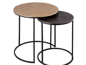 Liberta BOISE Σετ των 2 Side Table Χρυσό/Γκρι/Μαύρο Φ52x59cm 04-0874