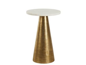 Liberta CONO Coffee Table Λευκό Antique Brass Φ29x43cm 04-0887