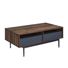 Liberta GROOVES Coffee Table Καρυδί με 2 Συρτάρια Γκρι 110x60x45cm 04-0893