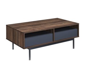 Liberta GROOVES Coffee Table Καρυδί με 2 Συρτάρια Γκρι 110x60x45cm 04-0893