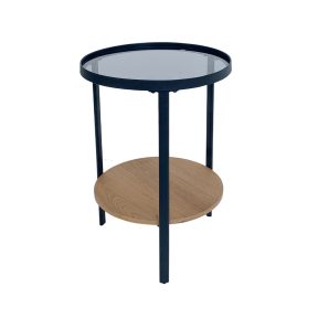 Liberta ACCORDO Side Table Φιμέ/Φυσικό/Μαύρο Φ40x55cm 04-0967