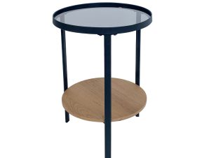 Liberta ACCORDO Side Table Φιμέ/Φυσικό/Μαύρο Φ40x55cm 04-0967