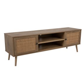 Liberta AMMOS TV Stand Φυσικό με Rattan με 2 Πορτάκια 150x39x49cm 05-0471