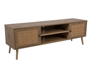 Liberta AMMOS TV Stand Φυσικό με Rattan με 2 Πορτάκια 150x39x49cm 05-0471