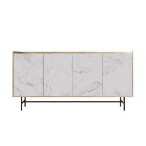 Liberta STOCKHOLM Μπουφές Sonoma Decape/Λευκό με όψη Μαρμάρου 161×39.5x80cm 05-0562