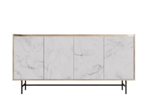 Liberta STOCKHOLM Μπουφές Sonoma Decape/Λευκό με όψη Μαρμάρου 161×39.5x80cm 05-0562