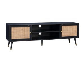 Liberta VIENNA TV Stand Μαύρο με Rattan 150x39x49cm 05-0565