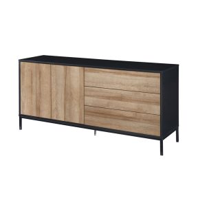 Liberta BLACKBIRD Μπουφές Riviera Oak/Μαύρος με 2 Πόρτες και 3 Συρτάρια 150x40x75.5cm 05-0669