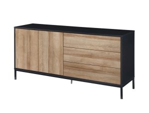 Liberta BLACKBIRD Μπουφές Riviera Oak/Μαύρος με 2 Πόρτες και 3 Συρτάρια 150x40x75.5cm 05-0669