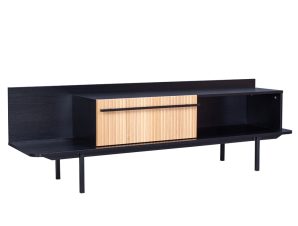 Liberta ORIGAMI TV Stand Μαύρο/Sonoma με 1 Συρτάρι 160×39.5x50cm 05-0720