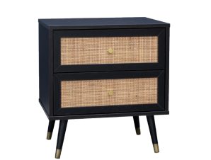 Liberta VIENNA Κομοδίνο Μαύρο με Rattan 50x39x54.8cm 09-1458