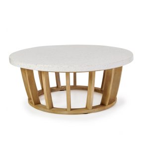 Liberta ITHAKA Coffee Table Φυσικό/Λευκό Φ100x40cm 22-0140