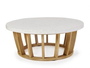 Liberta ITHAKA Coffee Table Φυσικό/Λευκό Φ100x40cm 22-0140